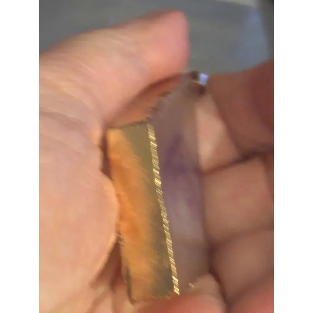 Amethyst Agate Slice Diamond Pendant Gold Tone